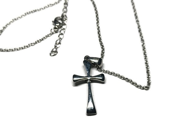 Vtg 90s Modern Style Cross Necklace - image 1