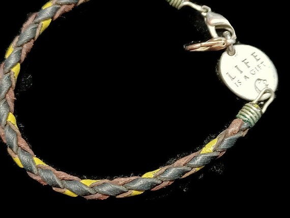 2 Vtg 90s Leather Religious  Charm Bracelets - image 2