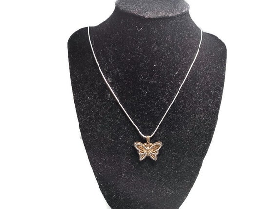 Vtg 90s Sterling Silver Butterfly Necklace - image 1