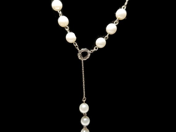 Vtg 90s Claire's Faux Pearl Y Necklace - image 2