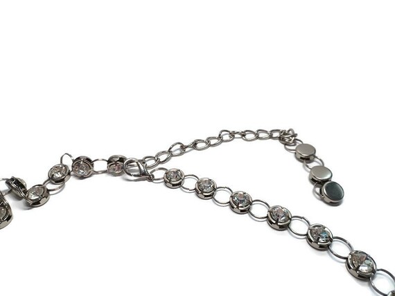 Vtg 90s Long Crystal Bead Silver Tone  Necklace - image 4