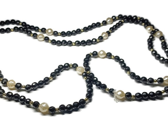 Vtg 90s Black And White Bead Necklace - image 1