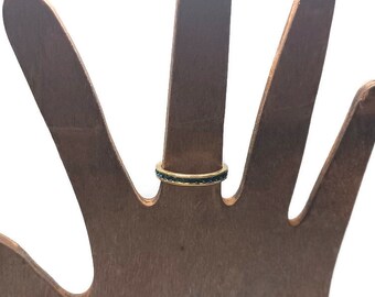 Vtg 90s Avon Black Cubic Zirconia Stavkable Ring Size 7.5
