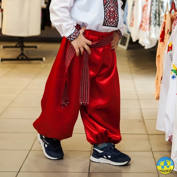 boys trousers traditional pants (Sharovary) for boys 2-12 years  RED/BLUE/GREEN