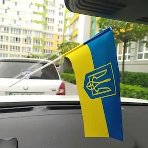 Small FLAG OF UKRAINE  with a sucker; be brave and stand with Ukraine!