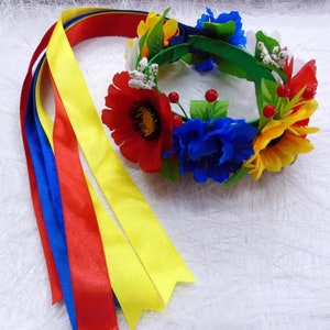 Ukrainian hoop with ribbons, Wedding. Ukrainian hoop  Ukrainian gift. Ukrainian wreath for a girl. Flower crown.  Headpiece women.