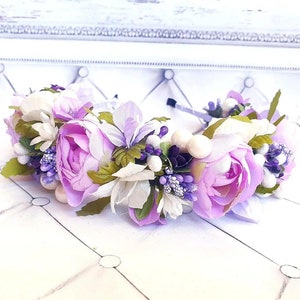 Ukrainian wreath  flowers,  white/violet   peonies . Accessory. Ukrainian vinok Ukrainian gift.  Flower crown. Headpiece for women.