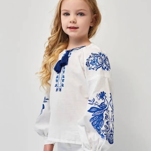 Embroidered blouse for a girl &quot;Phoenix&quot;. Blouse with Ukrainian ornaments.