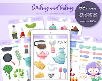 Cooking and Baking Digital Stickers, Goodnotes, PNG (Digital Download)