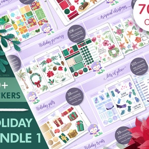 Holiday stickers bundle, Christmas stickers value bundle, crustaceancore stickers pre cropped for goodnotes, individual PNG for Notability