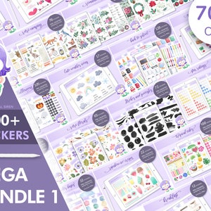Digitale Planer Stickers Mega Bundle, Goodnotes, PNG (1183 Elemente)