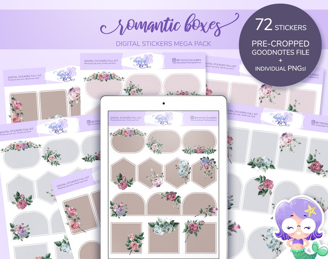 Rose Stickers Stickies Digital Sticker Kit Functional Floral - Etsy