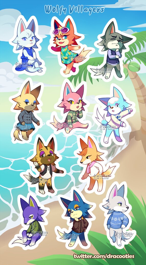Animal Crossing Wolf Villager Sticker Sheet Etsy