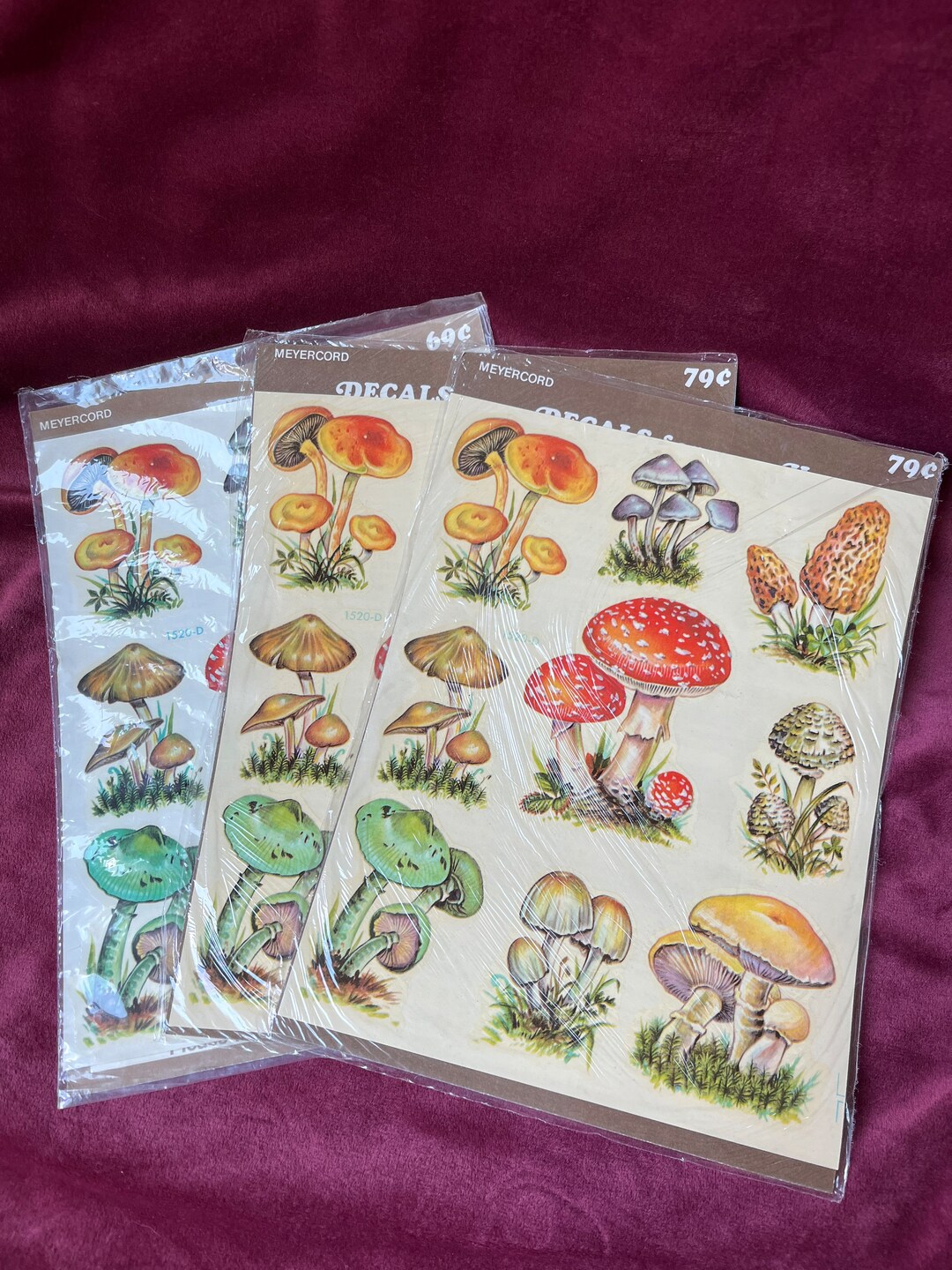 Vintage Mushroom Decals set of 3 Etsy