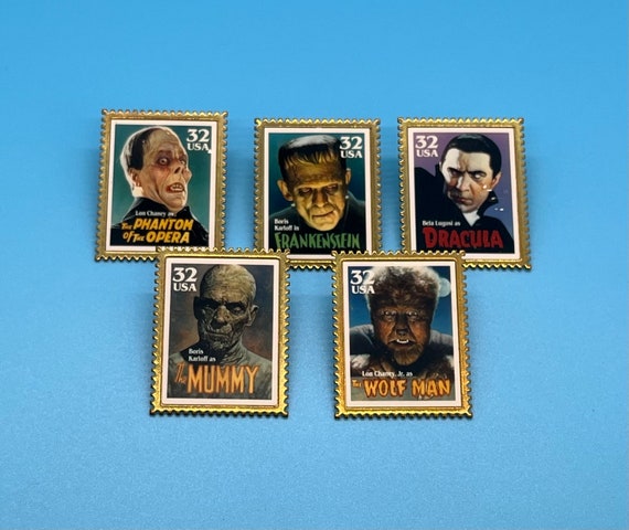 1997 USPS Classic Monster Stamp Pins (Set of 5) - image 1