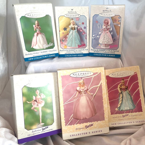 Barbie Hallmark Keepsake Ornaments 1996-2001 (Birthday, Ballerina, Little Bo Peep, Rapunzel, Cinderella, Springtime) Sold Individually