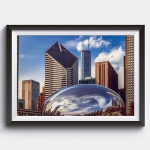 City of Chicago Skyline Photography Prints Cloud Gate Sculpture Illinois Cityscape Wall Art image 1