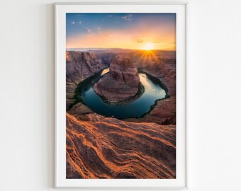 Horseshoe Bend at Sunset Picture - Arizona Wall Art, Scenic Desert Photo - Professional Landscape Photography