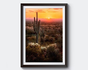 Arizona Desert Sunset Photo - Southwest Wall Decor - Canvas, Giclee and Metal Landscape Photography Prints