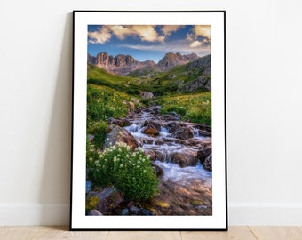 Colorado Landscape Photography Prints - Picture Summer Creek at American Basin, San Juan Mountain Scenic Wall Art, Photo of Rocky Mountains