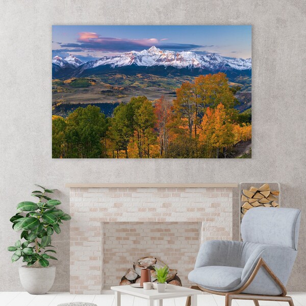 Snowcapped Wilson Peak Autumn Sunrise - Colorado Photography Prints, Rocky Mountains and Aspen Forest Landscape Wall Art