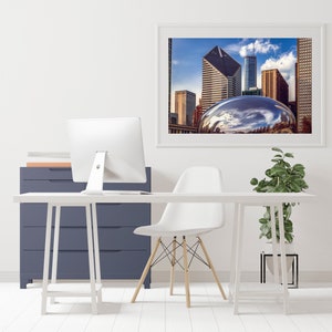 City of Chicago Skyline Photography Prints Cloud Gate Sculpture Illinois Cityscape Wall Art image 4