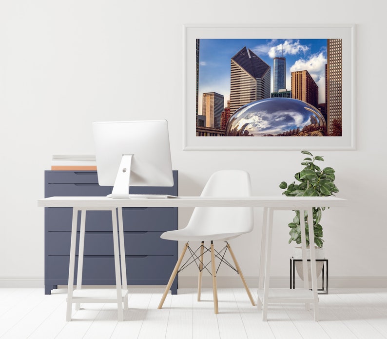 City of Chicago Skyline Photography Prints Cloud Gate Sculpture Illinois Cityscape Wall Art image 4