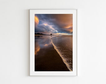 Cannon Beach Sunset Photography, Haystack Rock Oregon Wall Art, Canvas and Metal Prints for Home and Office, Fine Art Seascape Prints