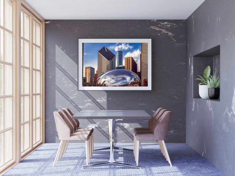 City of Chicago Skyline Photography Prints Cloud Gate Sculpture Illinois Cityscape Wall Art image 3
