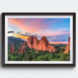 Garden of the Gods Park Sunset in Colorado Springs Photo - Landscape Photography - Colorado Wall Art