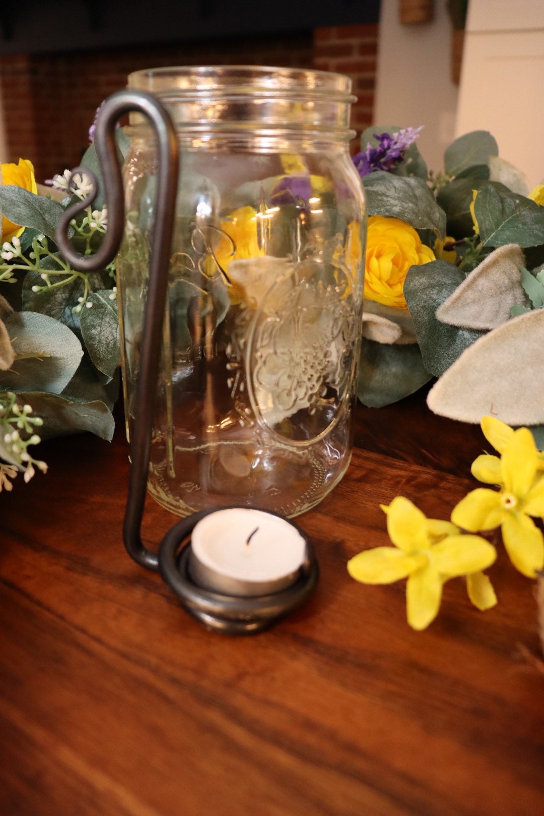 Mason Jar Tealight Candle Holder Hand Handmade Metal Etsy