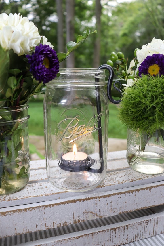 Mason Jar Tealight Candle Holder Hand Handmade Metal Etsy