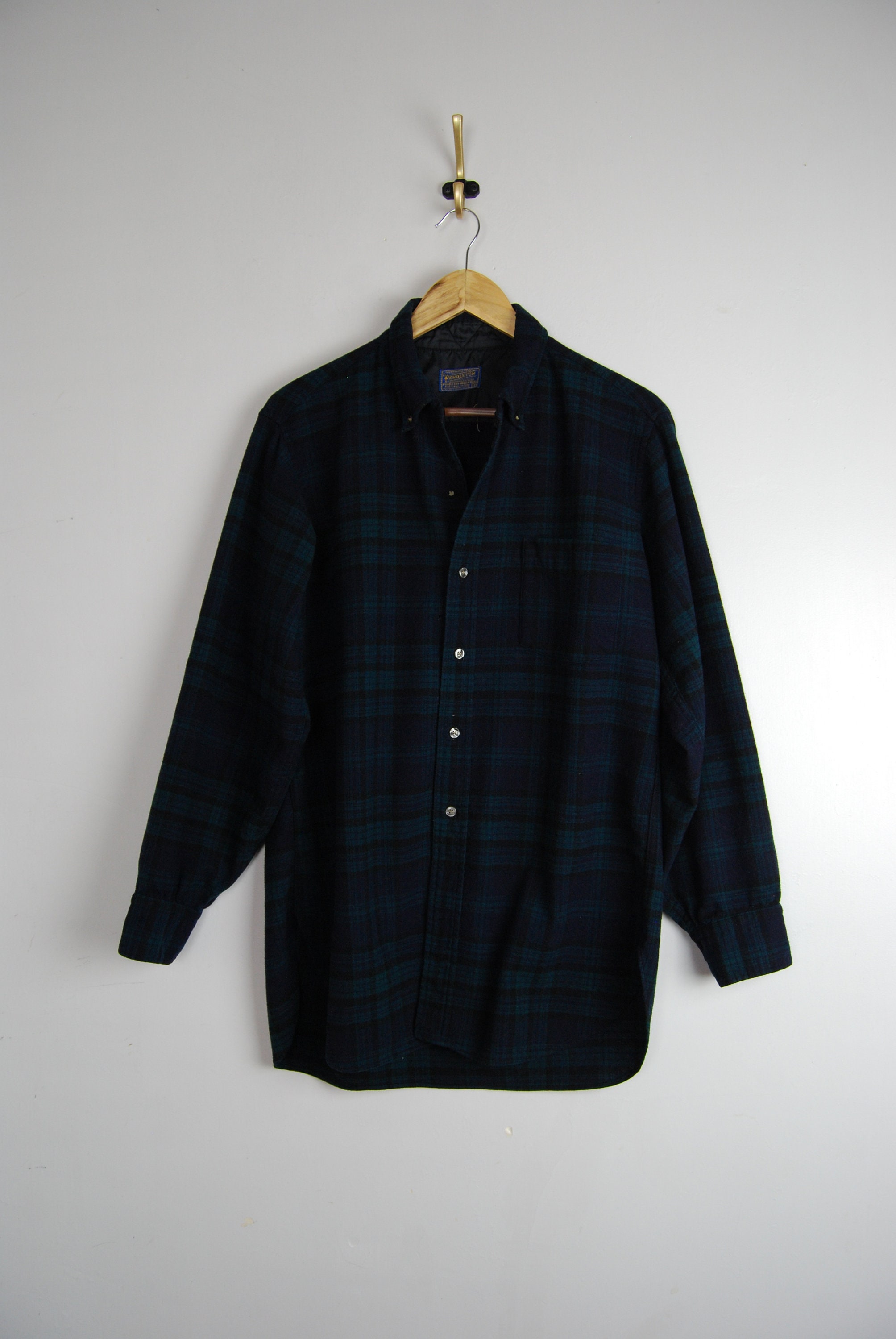 Vintage Men's Pendleton Green Plaid Wool Button Down Shirt | Etsy