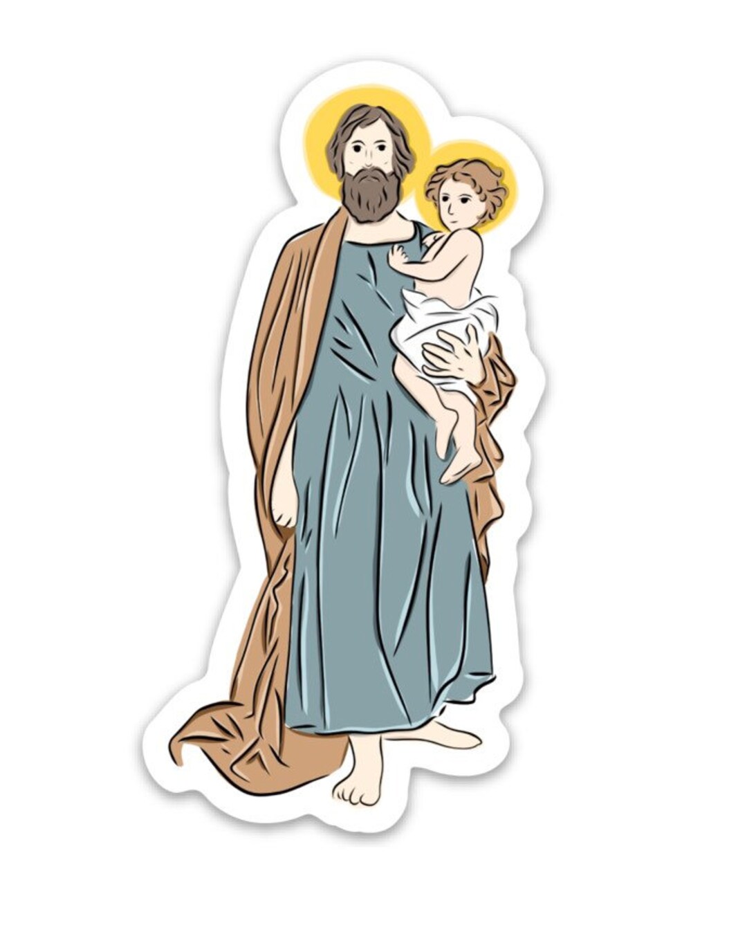 St Joseph Sticker - Saint Joseph and Baby Jesus Sticker - Catholic ...