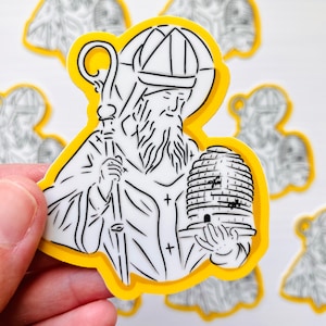 Catholic Saint Sticker - Saint Ambrose - Patron Saint of Bees Christmas Vinyl Catholic Sticker