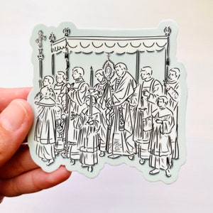 Traditional Catholic Sticker - Eucharistic Procession - Latin Mass Christmas Stocking Vinyl Catholic Sticker