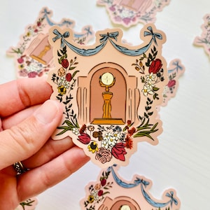 Katholieke sticker - eucharistische aanbidding - kerstsok vinyl katholieke sticker