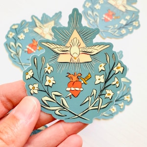 Sticker katholieke heilige - Onbevlekt hart van Maria - Heilige Geest - katholieke kerstsok vinyl sticker