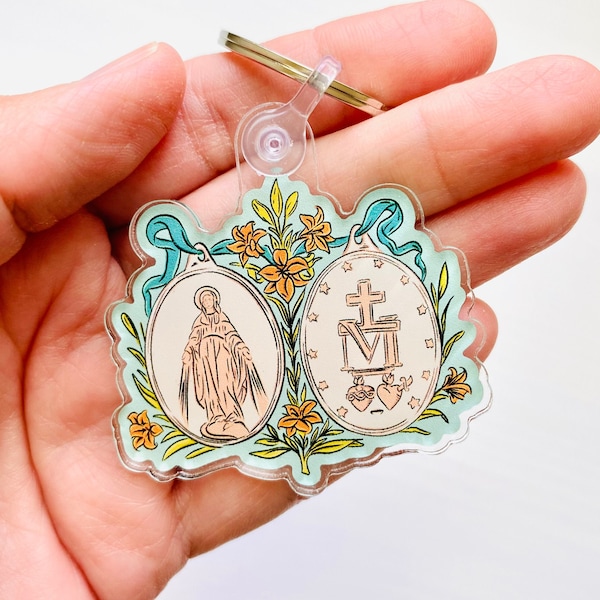 Miraculous Medal Keychain - Catholic Keychain - Marian Key chain