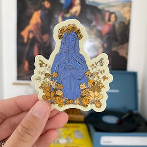 Adesivo de Santo Católico - Adesivo de Maria da Primavera - Buquê Mariano - Presente de Sacramento Cesta de Páscoa Meia de Natal Adesivo de Vinil Católico
