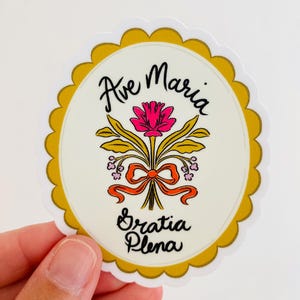 Ave Maria Catholic Sticker: Matte Vinyl Decal, Prayers & Saints