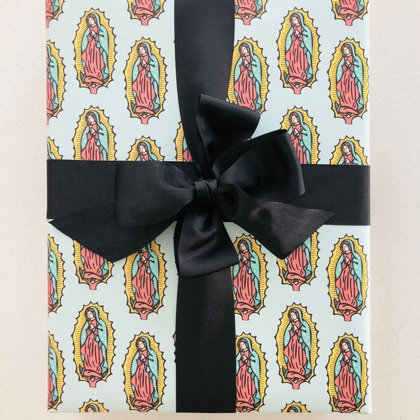 5 Catholic Our Lady of Guadalupe Wrapping Paper Sheets - Christian Catholic Christmas Wrapping Paper Sheets -  Wrapping Paper - Feast Day