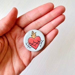 Sacred Heart Catholic Pin – Hand Drawn Design