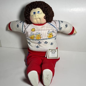 Vintage Xavier Roberts Little People-pop Adolph Ronald, donker haar, blauwe ogen, adoptielabel