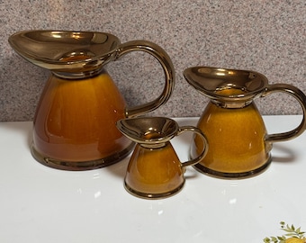 Vintage 1969-1970 Lord Nelson Pottery England Brown Pitcher Set Water Milk Creamer
