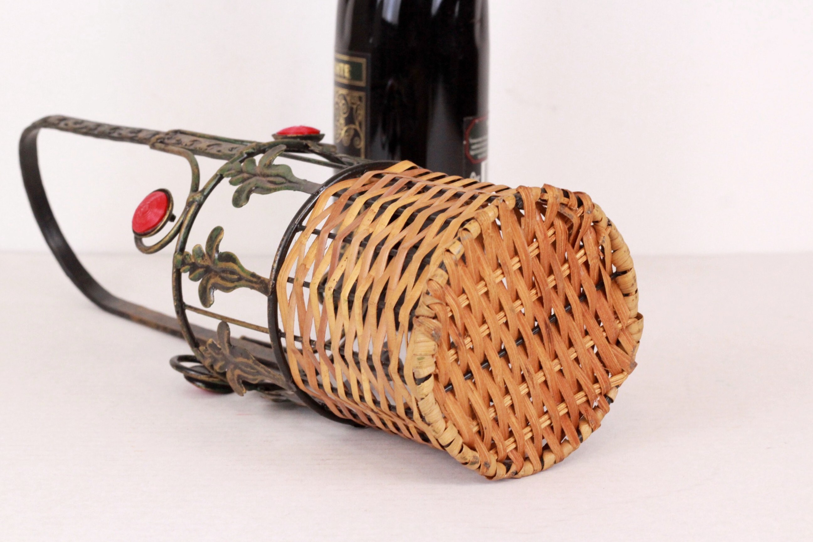 Vintage Metal Wine Holder in Basket Shape Wine Rack Etsy UK