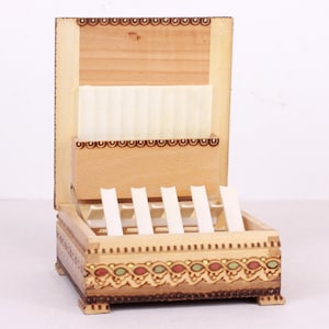 Vintage Wooden Folding Cigarette Box, 20 Cigarettes Holder, Smoker Accessory