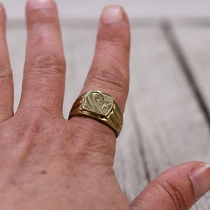 Vintage Brass Ring Carved Ring circa 1950s US Size 11