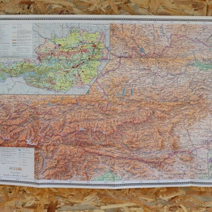 Vintage Austria Geographical Map, 1970's,Printed in USSR image 1