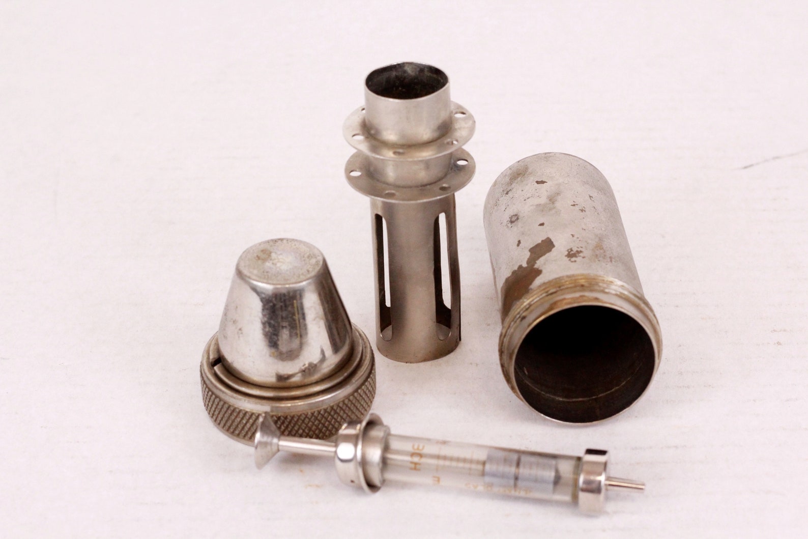 Vintage Syringe Container, Autoclave Sterilizer, Medical Device